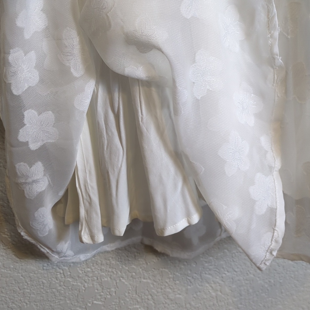 Princess Polly Kenny white floral jacquard mini short puff sleeve dress - Picture 10 of 15